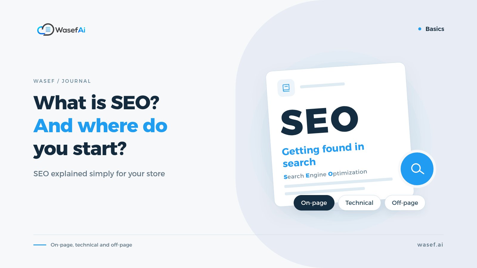 Cover for what SEO means for an online store: a glossary card explaining SEO, with the headline What is SEO? And where do you start?